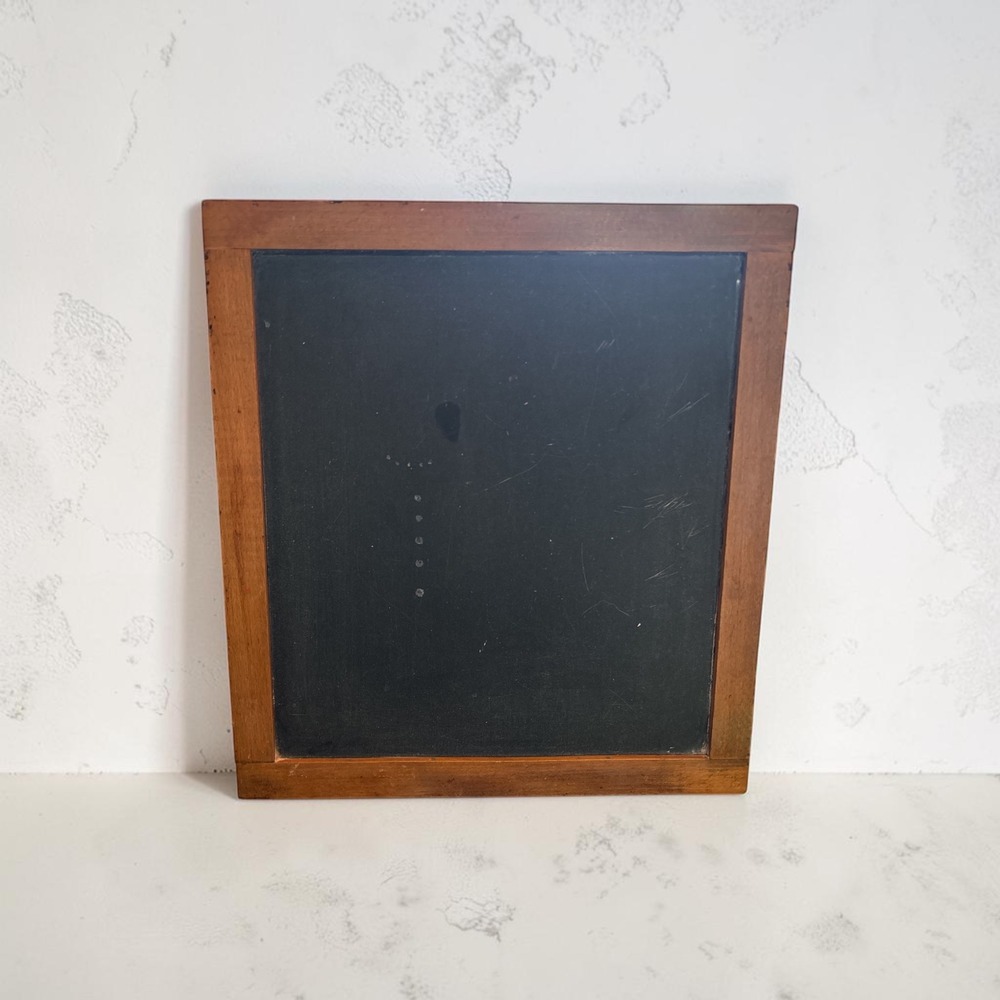 Vintage Wood Framed Slate Chalkboard Hanging Schoolhouse Black Board 13.5x15"